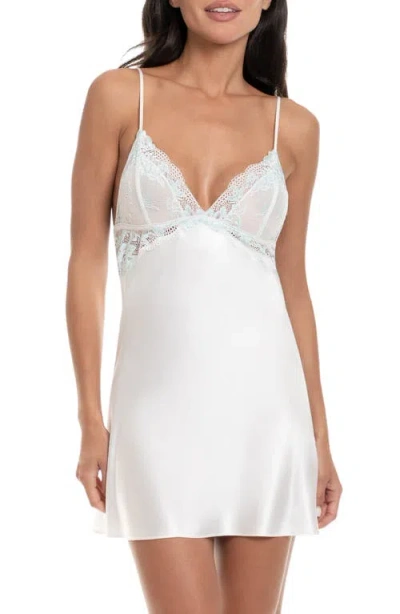 In Bloom By Jonquil Lillie Lace Trim Satin Chemise In White