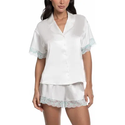 In Bloom By Jonquil Lillie Lace Trim Satin Shorts Pajamas In White