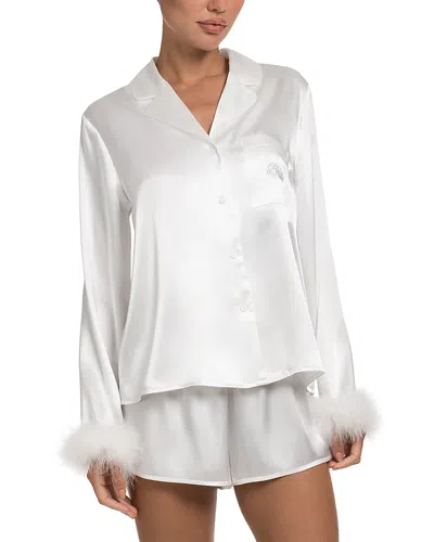 In Bloom By Jonquil Luxe Satin Bride Long Sleeve Shortie Pajama Set In Ivory