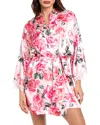 In Bloom By Jonquil Ella Floral Lace Trim Satin Robe In Powder Pink