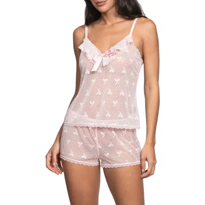 In Bloom By Jonquil Maggie Bow Mesh Short Pajamas In Pink