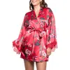 In Bloom By Jonquil Phoenix Satin Robe In Red