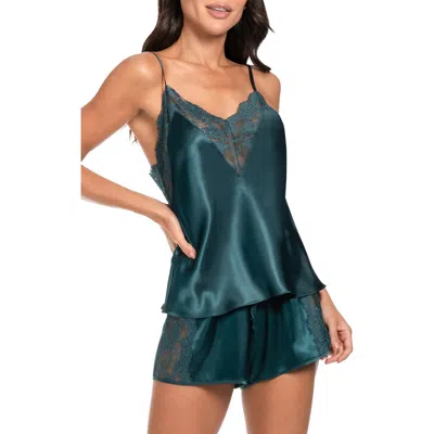 In Bloom By Jonquil Rory Lace Trim Satin Short Pajamas In Pine