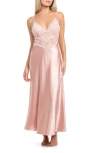 In Bloom By Jonquil Rosalie Satin & Lace Nightgown In Gray