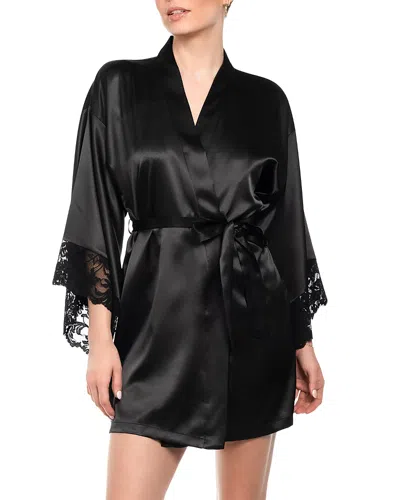 In Bloom By Jonquil Rosalie Lace Trim Satin Wrap In Black