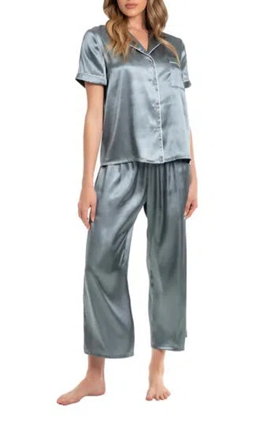In Bloom By Jonquil Satin Collared Pajamas In Sage