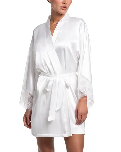 In Bloom By Jonquil Satin Lace Cuff Robe In White