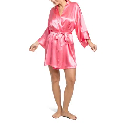 In Bloom By Jonquil Satin Robe In Coral