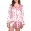 In Bloom By Jonquil Satin Short Pajamas In Pink