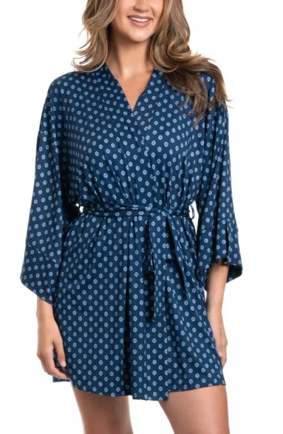 In Bloom By Jonquil Sevilla Short Robe In Navy