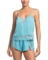 In Bloom By Jonquil Shimmer Satin Cami Short Pajama Set In Aqua