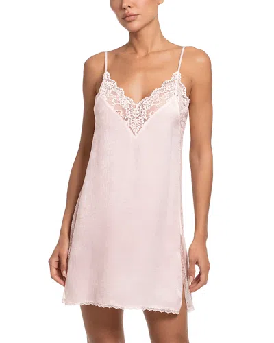 In Bloom By Jonquil Shimmer Satin Lace Trim Chemise In Pink
