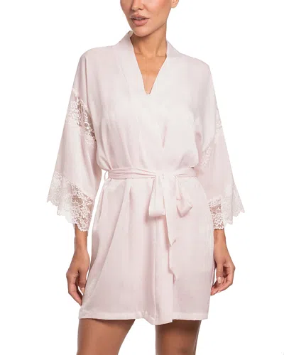 In Bloom By Jonquil Shimmer Satin Lace Trim Wrap Robe In Pink
