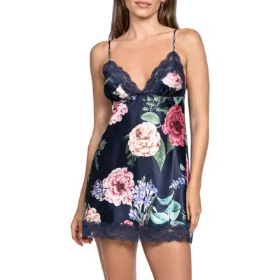 In Bloom By Jonquil Sicily Floral Lace Trim Strechy Satin Chemise In Multi