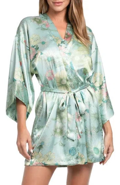 In Bloom By Jonquil Stefani Floral Satin Wrap Robe In Multi