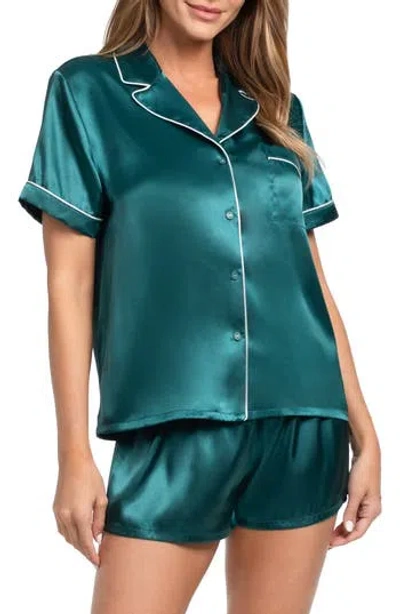 In Bloom By Jonquil Stefani Solid Satin Short Pajamas In Green