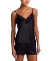 In Bloom By Jonquil Matte Satin Lace Trim Pajamas In Black