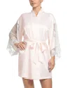 In Bloom By Jonquil Stretch Matte Satin Two Tone Lace Wrap Robe In Cream