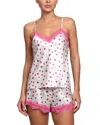 In Bloom By Jonquil Stretch Satin Novelty Heart Shortie Cami Short Pajama Set In Multi