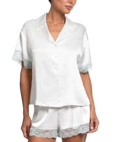 In Bloom By Jonquil Stretch Satin Shortie Pajama Set In White