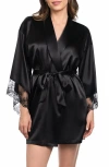 In Bloom By Jonquil Tasha Embroidered Lace Trim Satin Wrap In Black