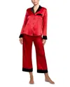 In Bloom By Jonquil Josie Velvet Trim Satin Crop Pajamas In Red