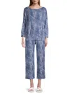 In Bloom Piper Collection Pajama Set In Blue Print In Blue