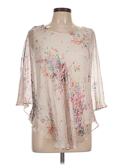 Pre-owned In Cashmere 3/4 Sleeve Silk Top Ivory One Shoulder Neckline Tops