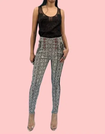 In Earnest Metallic Jacquard Pant In Black And White In Multi