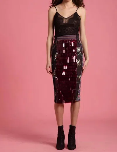 In Earnest Sequined Tile Skirt In Pink