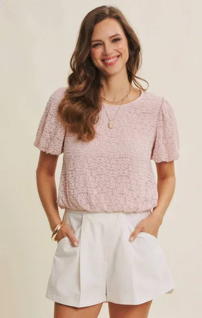 In February Be Still Bubble Puff Sleeve Top In Light Pink