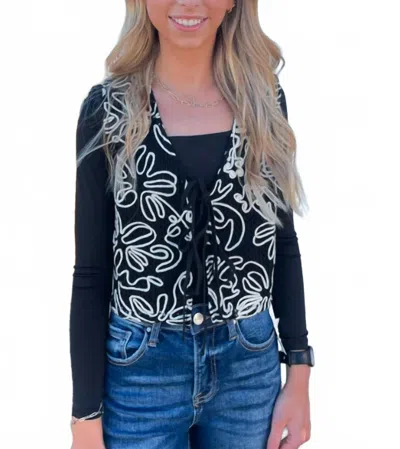 In February Beautifully Embroidered Knit Vest In Black