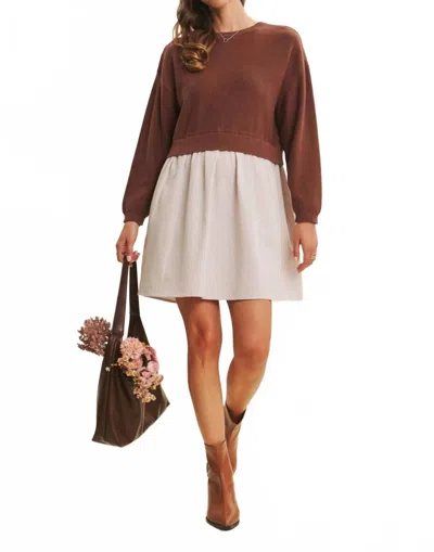 In February Blake Sweater Dress In Chocolate In Gold