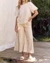 In February Bubble Sleeve Textured Blouse In Natural