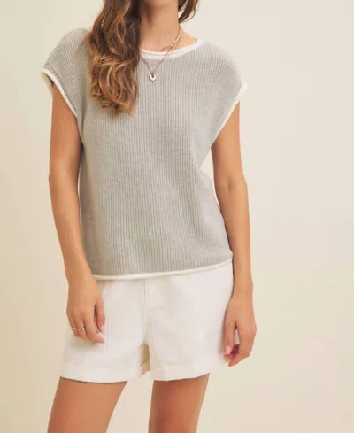 In February Callie Sleeveless Sweater In Grey/white