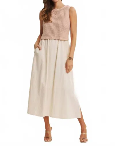 In February Chucky Sweater Twofer Midi Dress In Dusty Blush In Multi
