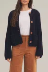 In February Chunky Knit Button Down Sweater In Navy In Blue