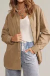 In February Contrast Stitch Button Down Shirt In Taupe In Grey