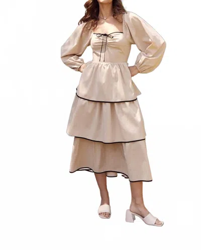 IN FEBRUARY COQUETTE DREAMS DRESS IN BEIGE