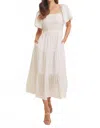 In February Dahlia Tiered Dress In White In Neutral