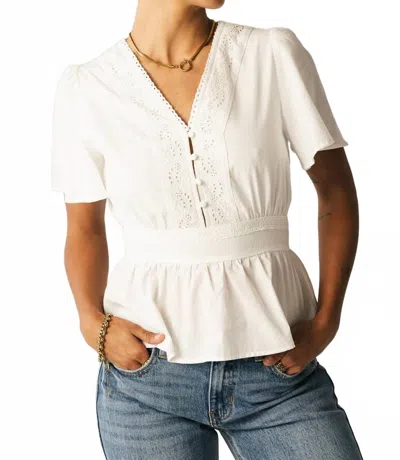 In February Embroidered Cotton Blouse In Ivory In Neutral