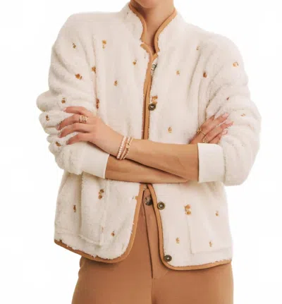 In February Embroidered Fleece Jacket In Cream/camel In Multi