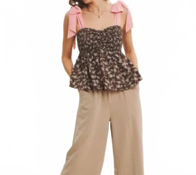 In February Floral Flowy Blouse In Romantic In Brown
