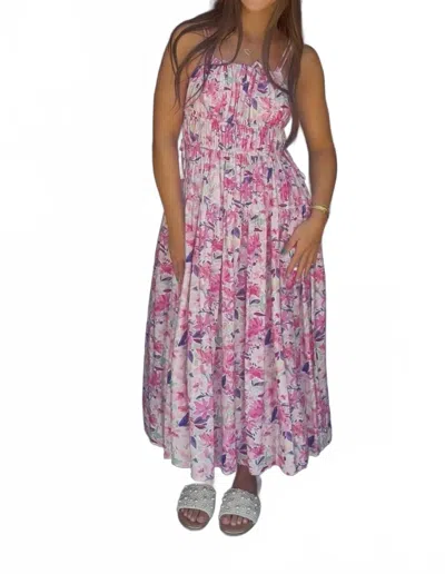In February Floral Midi Dress In Pink And Purple In Multi