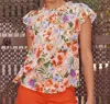In February Flutter Sleeve Floral Print Blouse In Red In Red