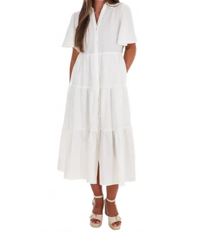 In February Follow Your Arrow Button Down Midi Dress In Off White In Animal Print