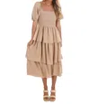In February Forever Darling Midi Dress In Latte In Brown