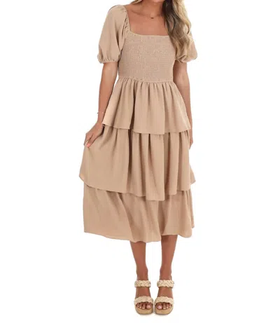 In February Forever Darling Midi Dress In Latte In Brown