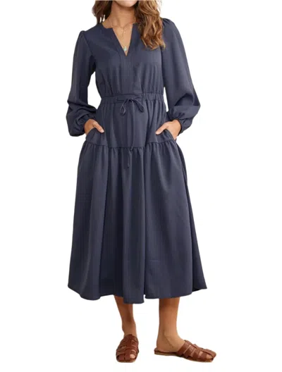 In February In The Navy Midi Dress In Blue