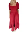 In February Juliet Puff Sleeve Dress In Red In Red